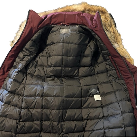 Rudsak “Toronto” Down Parka Jacket in Bordeaux Red with Real Fur; Size L - Picture 9 of 14